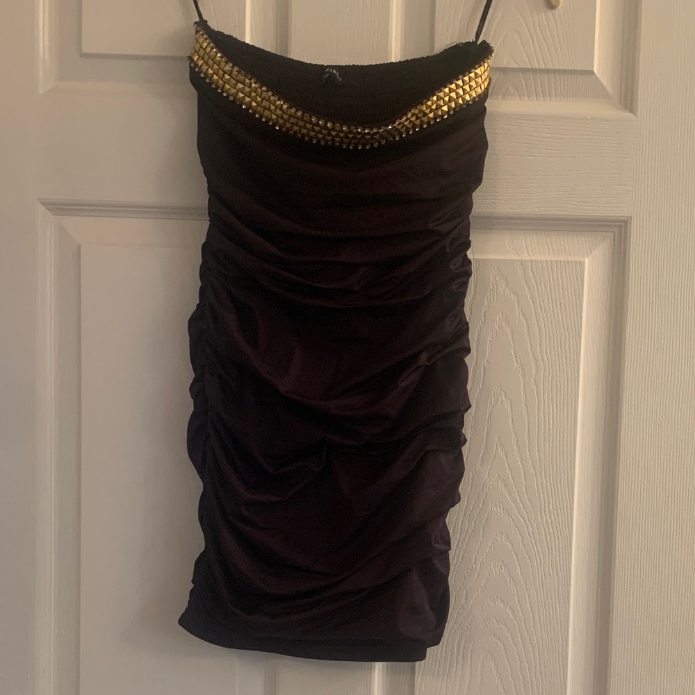 Nikibiki Black Dress with Gold Accents